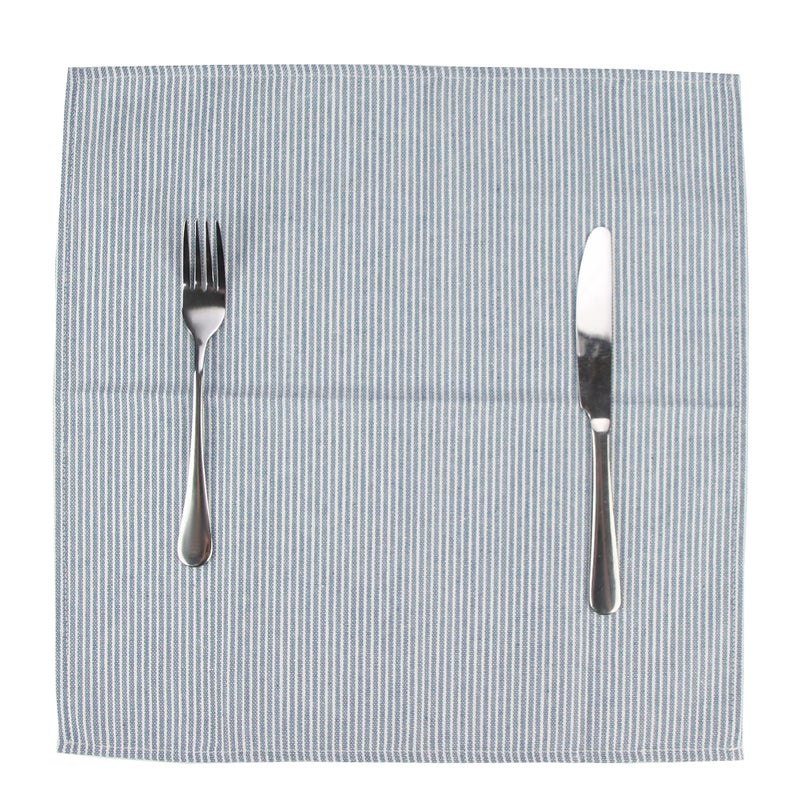 INFEI Narrow Striped Cotton Linen Blended Dinner Cloth Napkins - Set of 12 (40 x 40 cm) - for Events & Home Use (Blue) - Image 5
